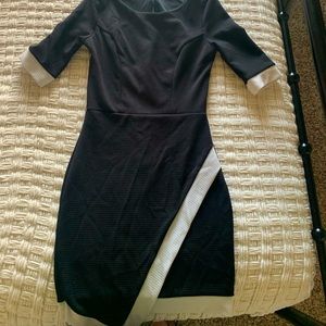 Black & white asymmetrical color block dress